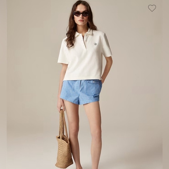 JCrew Polo Shirt Boxy Crop Preppy Resort Golf Quiet Luxury Old Money Vintage S - Picture 10 of 13